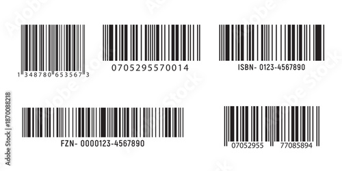 Barcode collection, set of multiple barcode graphics for retail and product identification