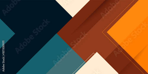 Trendy papercut abstract 3D background with colorful overlap green, orange, and brown square pattern on background. Eps10 vector