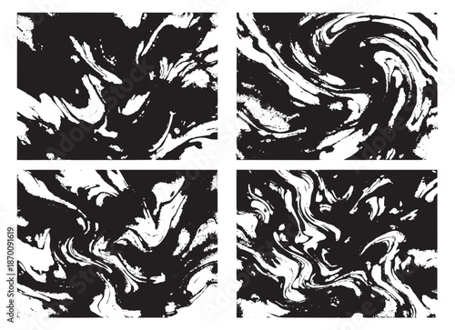 Abstract grunge texture set featuring marbled ink patterns for creative projects