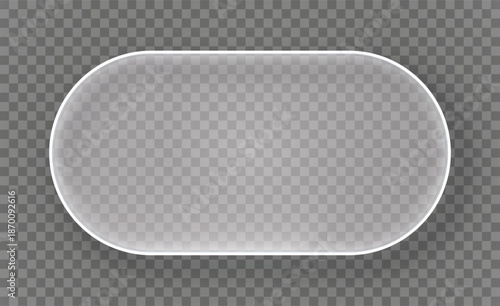 Glassmorphism rectangle rounded shape UI design element isolated on transparent background. Frosted glass shapes for web, app, banner, social media, design projects