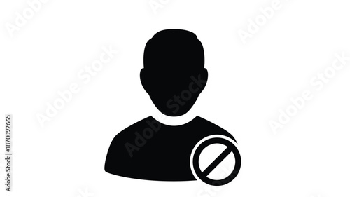 Simple black silhouette of a person shoulders with a prohibition symbol