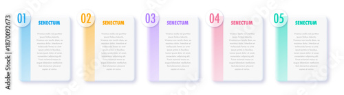 Bullet points numbers frame from 1 to 5 list markers modern style colorful trendy typography