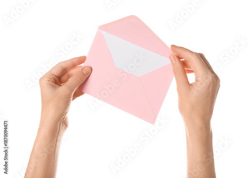 Female hands with pink enve...