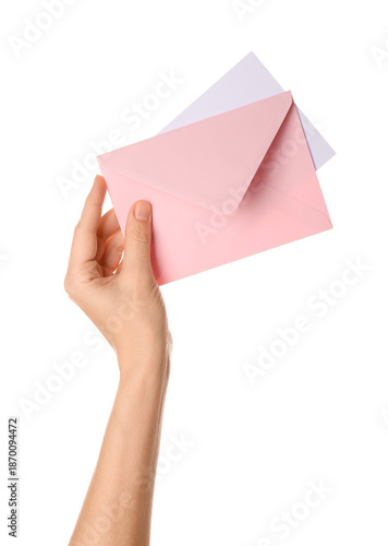 Female hand with pink envel...