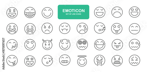 Emoticon Icons. Thin Line Symbol Elements Collection.