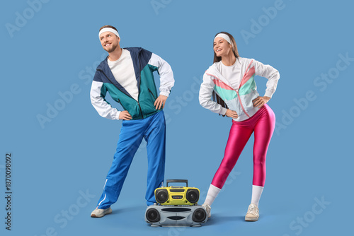 Young couple with boombox d...
