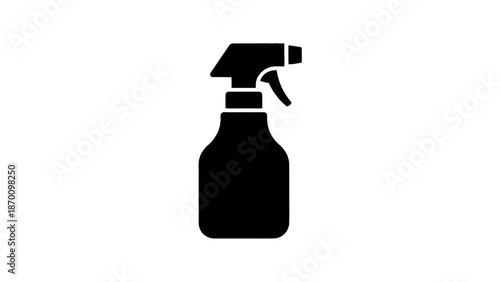 Vector illustration of a simple black silhouette spray bottle with a trigger, on transparent background