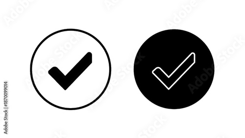Vector illustration of, on transparent background, minimal checkmark icons for approval, success