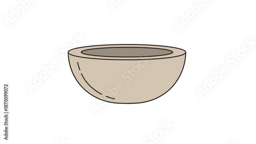 Simple Minimalist Line Art Illustration of a Half-Sphere Bowl, Ideal for Everyday Use