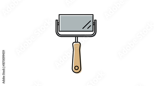 Illustration of a wallpaper roller tool for home improvement