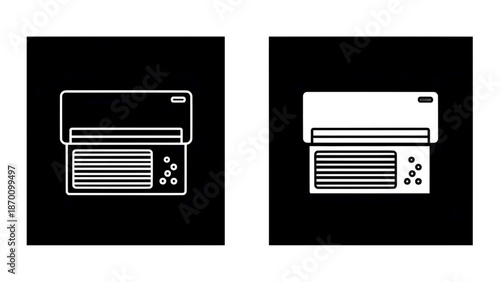 Vector illustration of air conditioner unit icons, HVAC appliance technology on transparent background