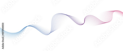Flowing Dot Wave halftone gradient pattern on transparent background	
