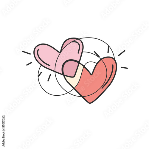 Double Heart Abstract Line Art Illustration