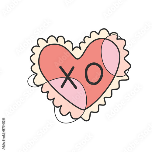 XO Heart Cookie Abstract Line Art Illustration