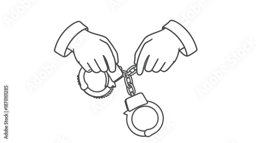 Hands demonstrating the process of applying handcuffs with clear visual instructions shown