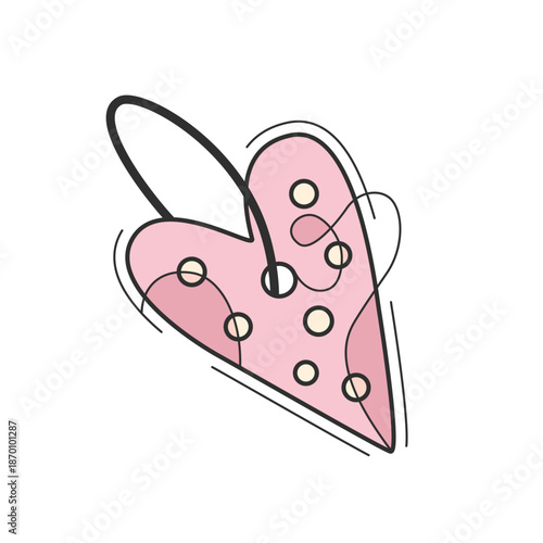 Heart Shaped Pizza Slice Abstract Line Art
