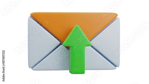 3D Envelope Icon with Upward Arrow