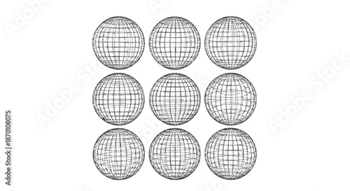 Abstract Wireframe Globes Grid Background - Global Network and Technology Concept.