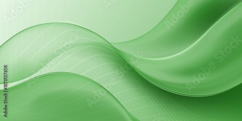 A smooth, flowing green abstract background with wavy curves and subtle gradient effects, creating a calming atmosphere.