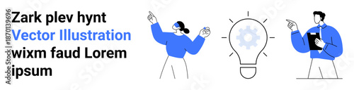 Collaboration, brainstorming, innovation, teamwork, creative ideas, project management. People pointing at light bulb as teamwork metaphor. Collaboration and brainstorming concept