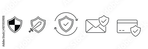 Set of Protection Web Icon collection. Including defense, safe, safety and security symbol.