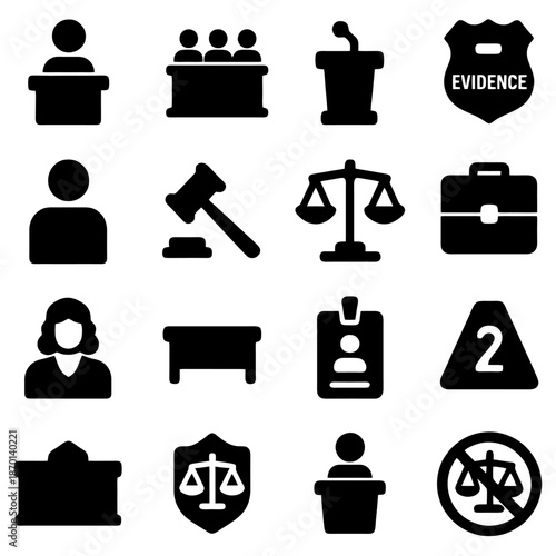 Judicial Iconography: A collection of meticulously crafted icons, each representing a crucial element of the legal process. These symbols of law and order.