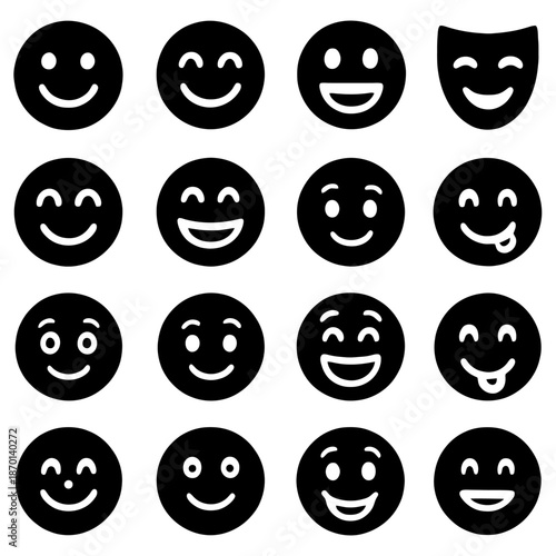 Emoticon Expressions: A collection of various emoticons, each with a unique expression, symbolizing the diversity of human feelings in a digital world. 