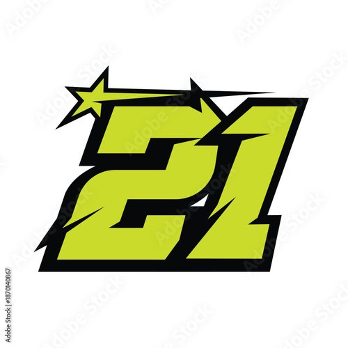 race number 21 star vector design