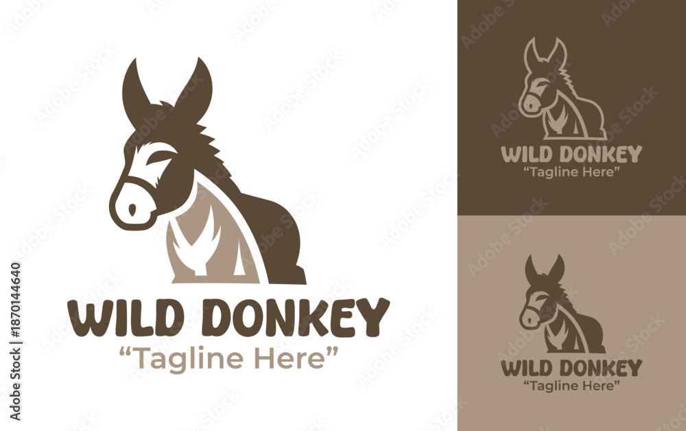Obraz premium Wild Donkey Logo Modern Minimalist Wildlife Identity