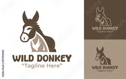 Wild Donkey Logo Modern Minimalist Wildlife Identity
