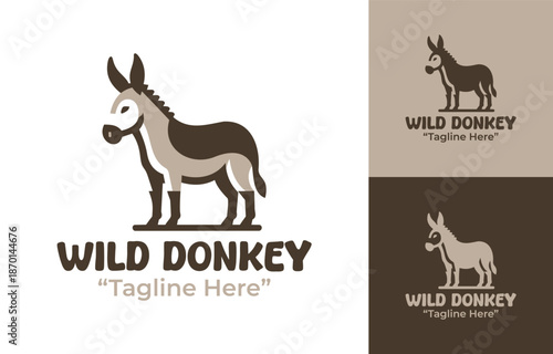 Wild Donkey Logo Modern Minimalist Animal Emblem