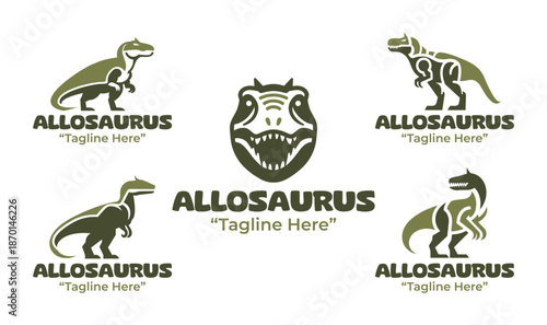 5 Allosaurus Logo Set Modern Minimalist Jurassic Design Collection