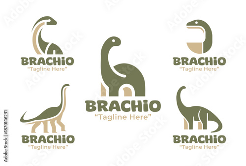 5 Brachiosaurus Logo Set Modern Minimalist Jurassic Design Collection