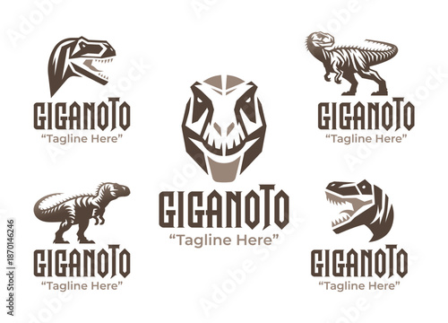 5 Giganotosaurus Logo Set Modern Minimalist Jurassic Design Collection