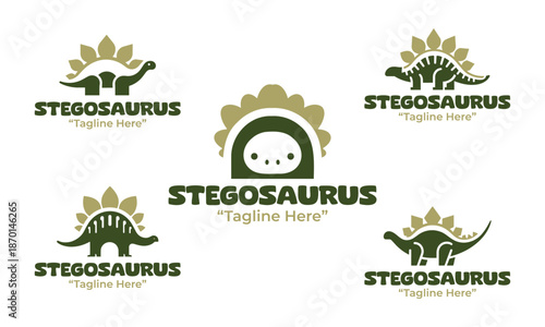 5 Stegosaurus Logo Set Modern Minimalist Jurassic Design Collection