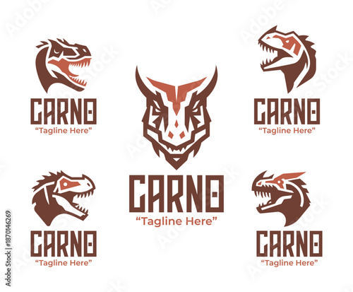 5 Carnotaurus Logo Set Modern Minimalist Jurassic Design Collection