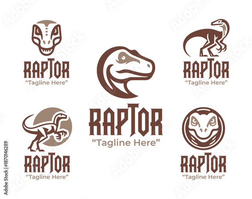 5 Velociraptor Logo Set Modern Minimalist Jurassic Design Collection