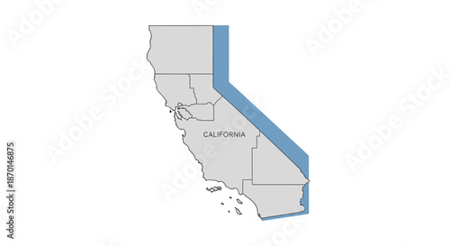 Map of California highlighting its exclusive economic zone in the Pacific Ocean.