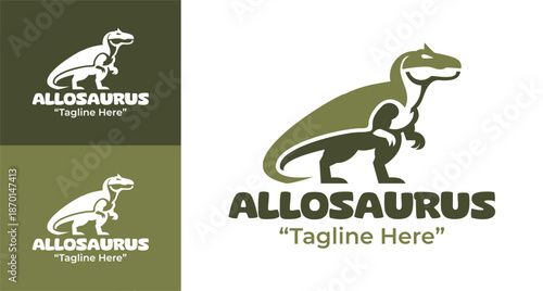 Allosaurus Logo Modern Minimalist Prehistoric Branding