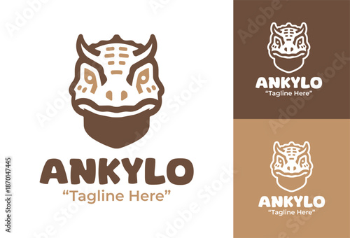 Ankylosaurus Logo Modern Minimalist Dinosaur Identity