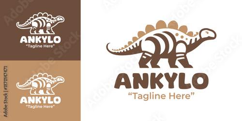 Ankylosaurus Logo Modern Minimalist Prehistoric Branding