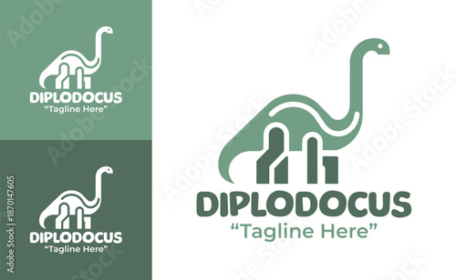 Diplodocus Logo Modern Minimalist Prehistoric Branding
