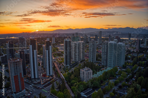 Aerial View of Surrey, British Columbia during Summer