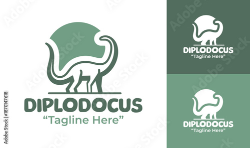 Diplodocus Logo Modern Minimalist Jurassic Identity