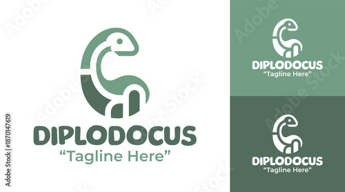 Diplodocus Logo Modern Minimalist Dinosaur Identity