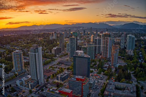 Aerial View of Surrey, British Columbia during Summer
