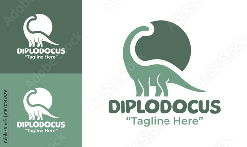 Diplodocus Logo Modern Minimalist Animal Emblem