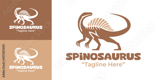 Spinosaurus Logo Modern Minimalist Prehistoric Branding