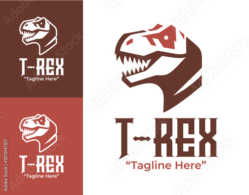 Tyrannosaurus Rex Logo Modern Minimalist Prehistoric Branding