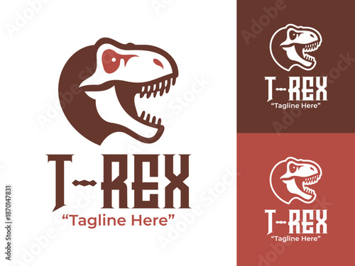 Tyrannosaurus Rex Logo Modern Minimalist Dinosaur Identity